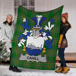 Scottish Cahill or O'Cahill Coat of Arms Family Crest Ireland Blanket Irish National Tartan Irish County Blanket