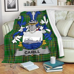 Scottish Cahill or O'Cahill Coat of Arms Family Crest Ireland Blanket Irish National Tartan Irish County Blanket