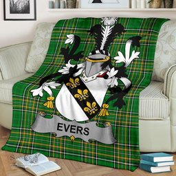 Scottish Evers Coat of Arms Family Crest Ireland Blanket Irish National Tartan Irish County Blanket