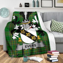 Scottish Evers Coat of Arms Family Crest Ireland Blanket Irish National Tartan Irish County Blanket
