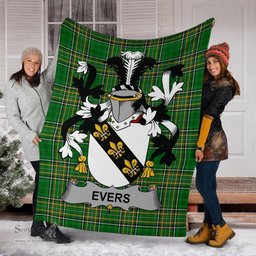 Scottish Evers Coat of Arms Family Crest Ireland Blanket Irish National Tartan Irish County Blanket