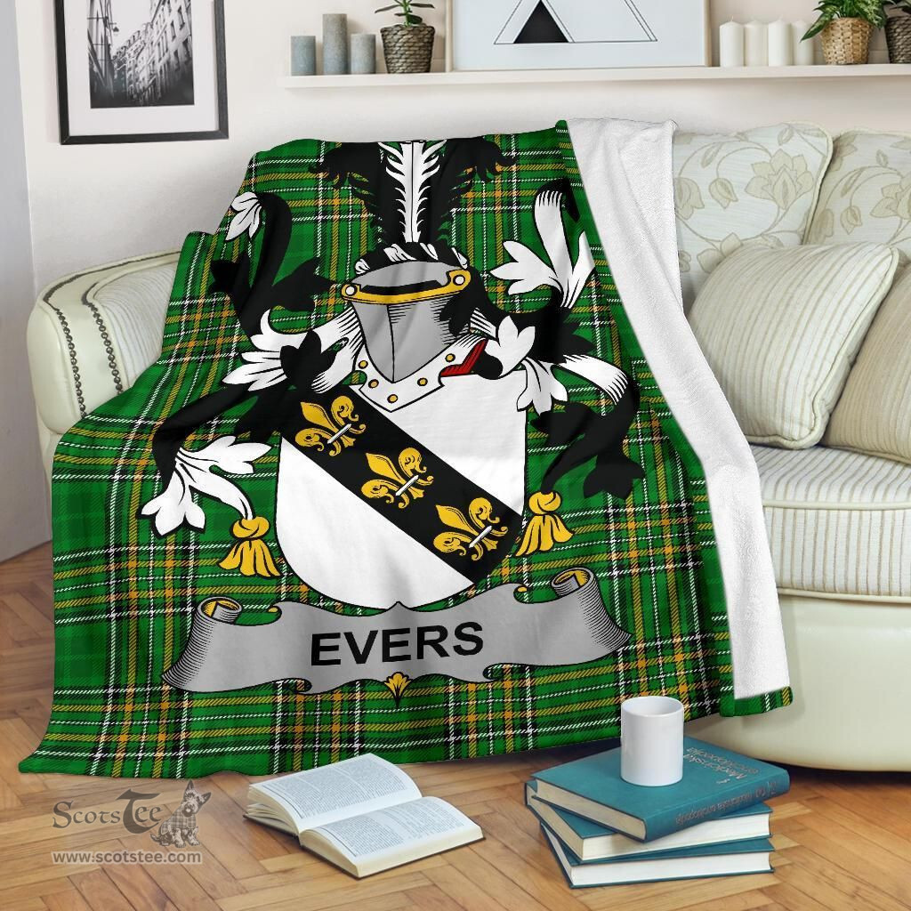Scottish Evers Coat of Arms Family Crest Ireland Blanket Irish National Tartan Irish County Blanket