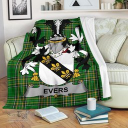 Scottish Evers Coat of Arms Family Crest Ireland Blanket Irish National Tartan Irish County Blanket
