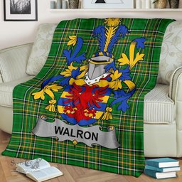 Scottish Walron Coat of Arms Family Crest Ireland Blanket Irish National Tartan Irish County Blanket