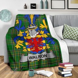 Scottish Walron Coat of Arms Family Crest Ireland Blanket Irish National Tartan Irish County Blanket