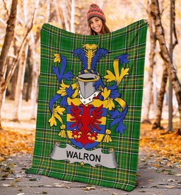 Scottish Walron Coat of Arms Family Crest Ireland Blanket Irish National Tartan Irish County Blanket