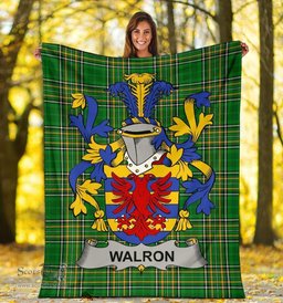 Scottish Walron Coat of Arms Family Crest Ireland Blanket Irish National Tartan Irish County Blanket