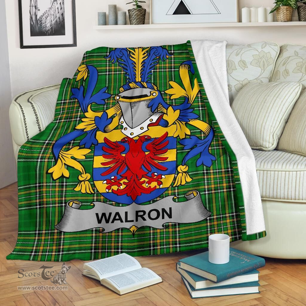 Scottish Walron Coat of Arms Family Crest Ireland Blanket Irish National Tartan Irish County Blanket