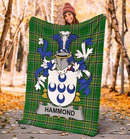 Scottish Hammond Coat of Arms Family Crest Ireland Blanket Irish National Tartan Irish County Blanket