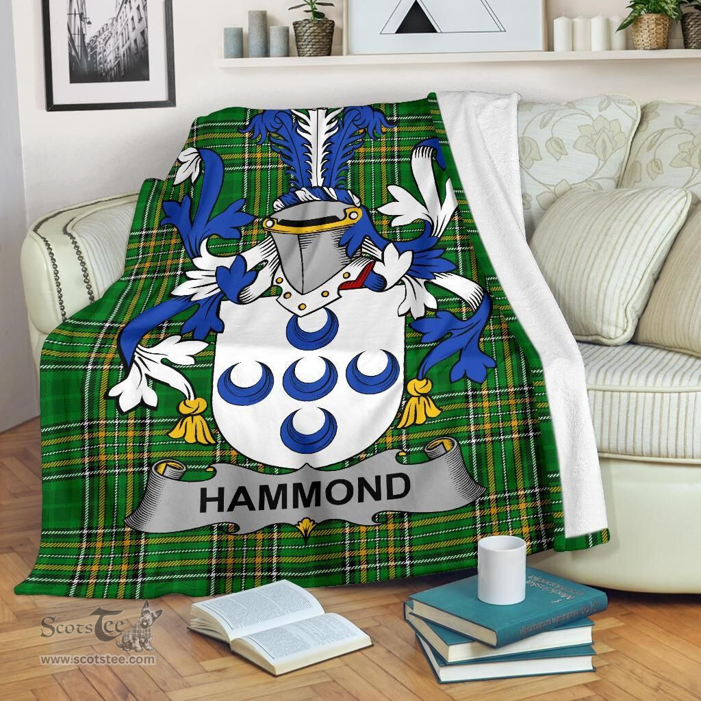 Scottish Hammond Coat of Arms Family Crest Ireland Blanket Irish National Tartan Irish County Blanket