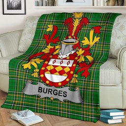Scottish Burges Coat of Arms Family Crest Ireland Blanket Irish National Tartan Irish County Blanket