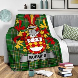 Scottish Burges Coat of Arms Family Crest Ireland Blanket Irish National Tartan Irish County Blanket
