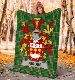 Scottish Burges Coat of Arms Family Crest Ireland Blanket Irish National Tartan Irish County Blanket