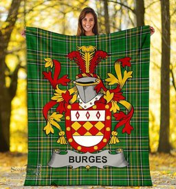 Scottish Burges Coat of Arms Family Crest Ireland Blanket Irish National Tartan Irish County Blanket