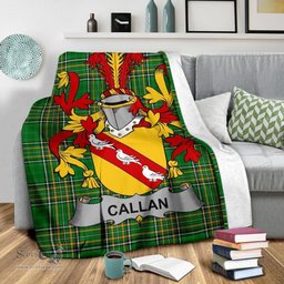 Scottish Callan or O'Callan Coat of Arms Family Crest Ireland Blanket Irish National Tartan Irish County Blanket