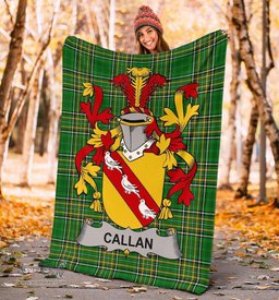 Scottish Callan or O'Callan Coat of Arms Family Crest Ireland Blanket Irish National Tartan Irish County Blanket