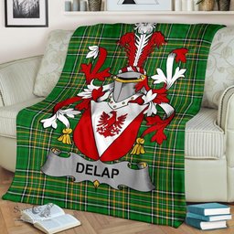 Scottish Delap Coat of Arms Family Crest Ireland Blanket Irish National Tartan Irish County Blanket