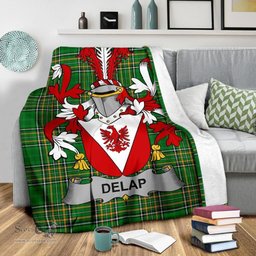 Scottish Delap Coat of Arms Family Crest Ireland Blanket Irish National Tartan Irish County Blanket