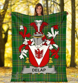 Scottish Delap Coat of Arms Family Crest Ireland Blanket Irish National Tartan Irish County Blanket