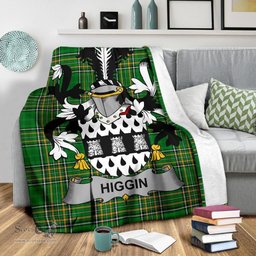 Scottish Higgin or O'Higgin Coat of Arms Family Crest Ireland Blanket Irish National Tartan Irish County Blanket