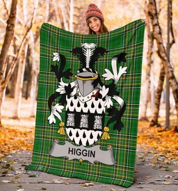 Scottish Higgin or O'Higgin Coat of Arms Family Crest Ireland Blanket Irish National Tartan Irish County Blanket