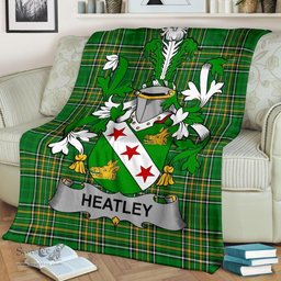 Scottish Heatley Coat of Arms Family Crest Ireland Blanket Irish National Tartan Irish County Blanket
