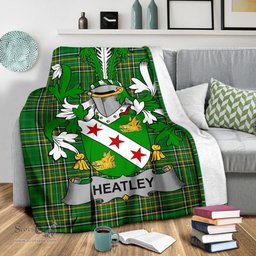 Scottish Heatley Coat of Arms Family Crest Ireland Blanket Irish National Tartan Irish County Blanket