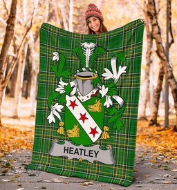 Scottish Heatley Coat of Arms Family Crest Ireland Blanket Irish National Tartan Irish County Blanket