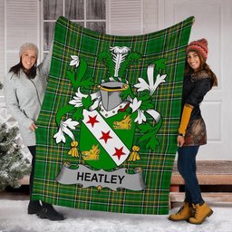 Scottish Heatley Coat of Arms Family Crest Ireland Blanket Irish National Tartan Irish County Blanket