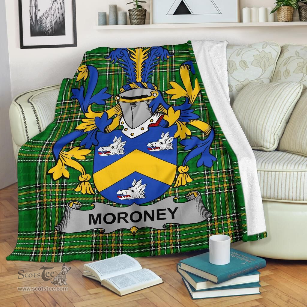 Scottish Moroney or O'Moroney Coat of Arms Family Crest Ireland Blanket Irish National Tartan Irish County Blanket