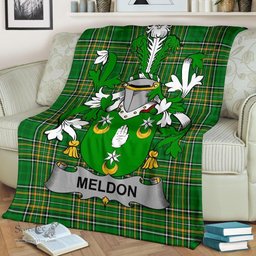 Scottish Meldon or Muldoon Coat of Arms Family Crest Ireland Blanket Irish National Tartan Irish County Blanket