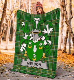Scottish Meldon or Muldoon Coat of Arms Family Crest Ireland Blanket Irish National Tartan Irish County Blanket
