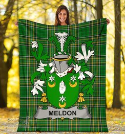 Scottish Meldon or Muldoon Coat of Arms Family Crest Ireland Blanket Irish National Tartan Irish County Blanket