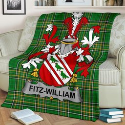 Scottish Fitz-William Coat of Arms Family Crest Ireland Blanket Irish National Tartan Irish County Blanket