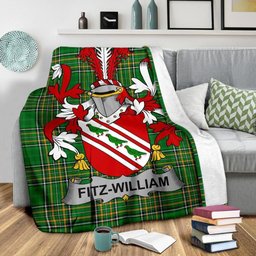 Scottish Fitz-William Coat of Arms Family Crest Ireland Blanket Irish National Tartan Irish County Blanket