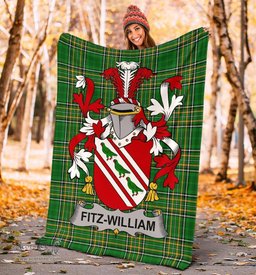 Scottish Fitz-William Coat of Arms Family Crest Ireland Blanket Irish National Tartan Irish County Blanket