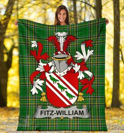 Scottish Fitz-William Coat of Arms Family Crest Ireland Blanket Irish National Tartan Irish County Blanket