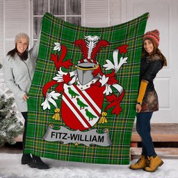 Scottish Fitz-William Coat of Arms Family Crest Ireland Blanket Irish National Tartan Irish County Blanket