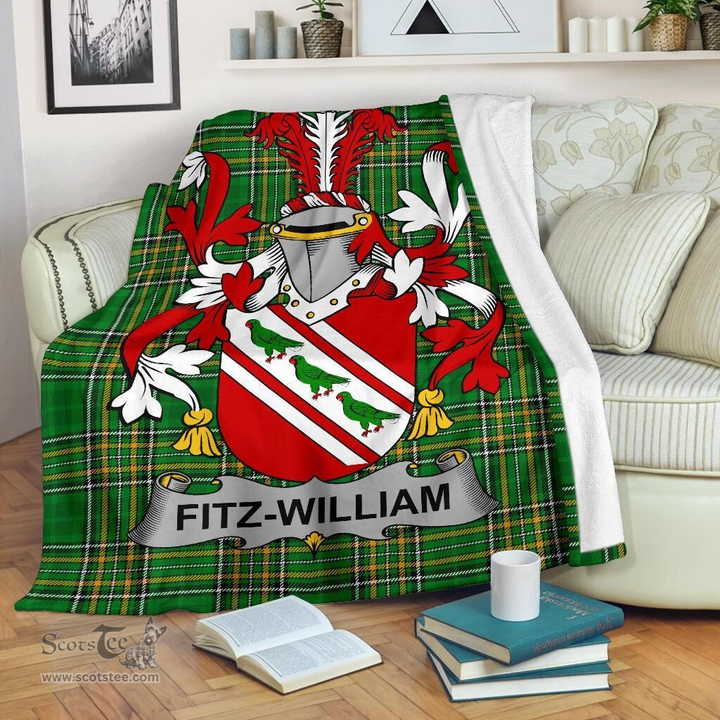 Scottish Fitz-William Coat of Arms Family Crest Ireland Blanket Irish National Tartan Irish County Blanket