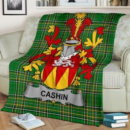 Scottish Cashin or McCashine Coat of Arms Family Crest Ireland Blanket Irish National Tartan Irish County Blanket