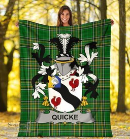 Scottish Quicke Coat of Arms Family Crest Ireland Blanket Irish National Tartan Irish County Blanket