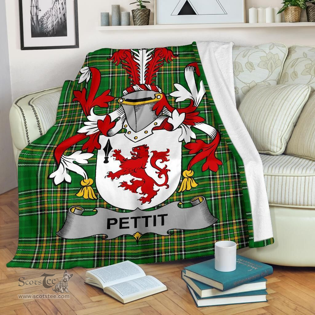 Scottish Pettit Coat of Arms Family Crest Ireland Blanket Irish National Tartan Irish County Blanket