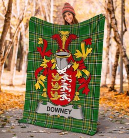 Scottish Downey or O'Downey Coat of Arms Family Crest Ireland Blanket Irish National Tartan Irish County Blanket