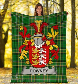 Scottish Downey or O'Downey Coat of Arms Family Crest Ireland Blanket Irish National Tartan Irish County Blanket