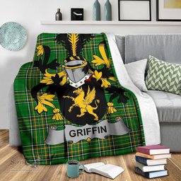 Scottish Griffin or O'Griffy Coat of Arms Family Crest Ireland Blanket Irish National Tartan Irish County Blanket