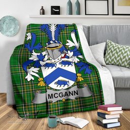 Scottish McGann or Magan Coat of Arms Family Crest Ireland Blanket Irish National Tartan Irish County Blanket