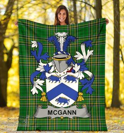 Scottish McGann or Magan Coat of Arms Family Crest Ireland Blanket Irish National Tartan Irish County Blanket
