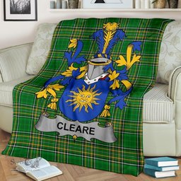 Scottish Cleare Coat of Arms Family Crest Ireland Blanket Irish National Tartan Irish County Blanket
