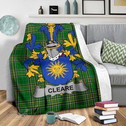 Scottish Cleare Coat of Arms Family Crest Ireland Blanket Irish National Tartan Irish County Blanket