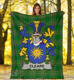 Scottish Cleare Coat of Arms Family Crest Ireland Blanket Irish National Tartan Irish County Blanket